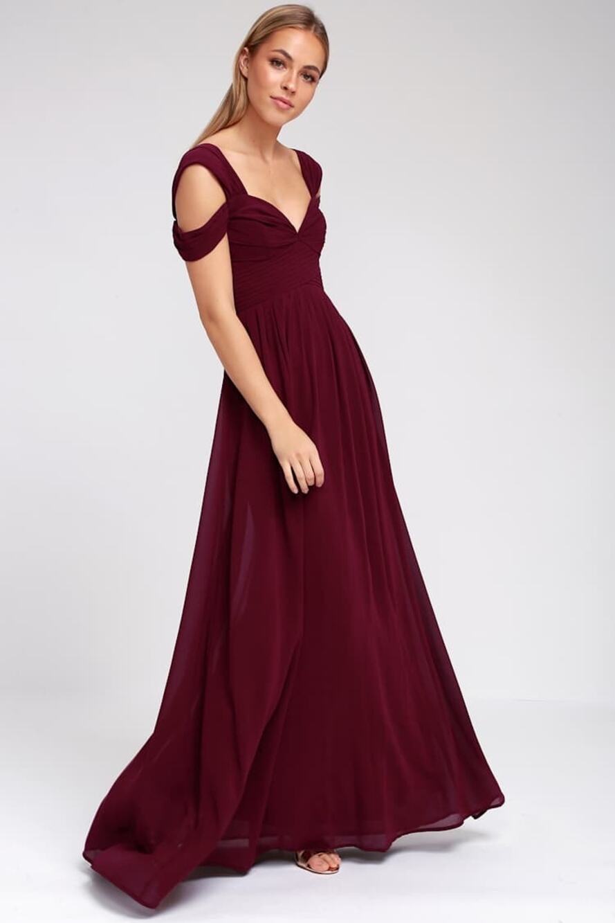 Lulu's Leading Role Maxi Dress Burgundy Maroon Wine Crimson women’s Medium NWT